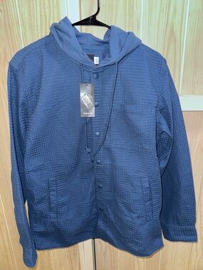 Original Use Navy Waffle-Knit Hooded Snap Jacket